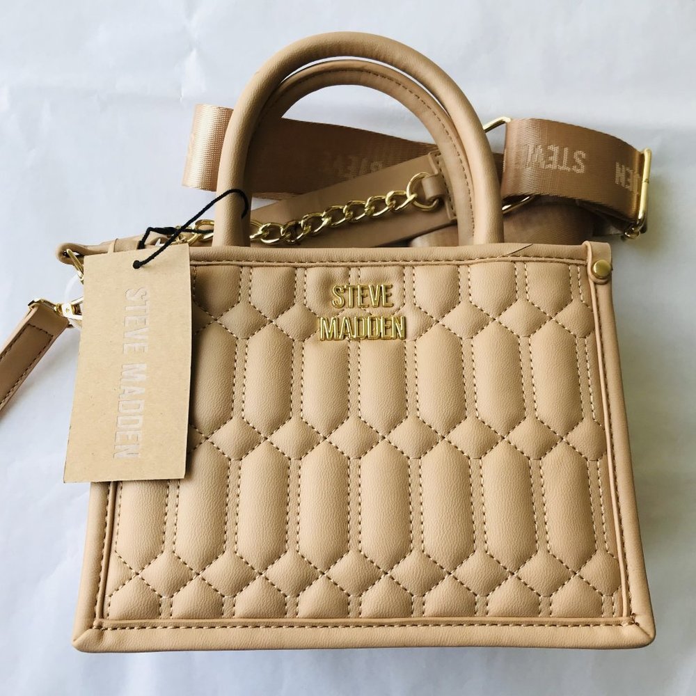 Steve Madden Camel Satchel top handle crossbody bag 2 Straps "scratches on bag"